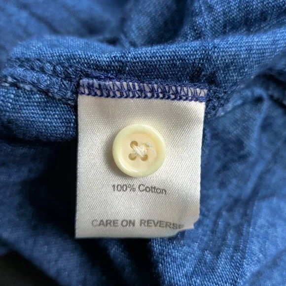 Billy Reid Slub Tuck Henley Shirt Mens XXL Heather Blue Long Sleeve Made in Peru - Picture 4 of 10